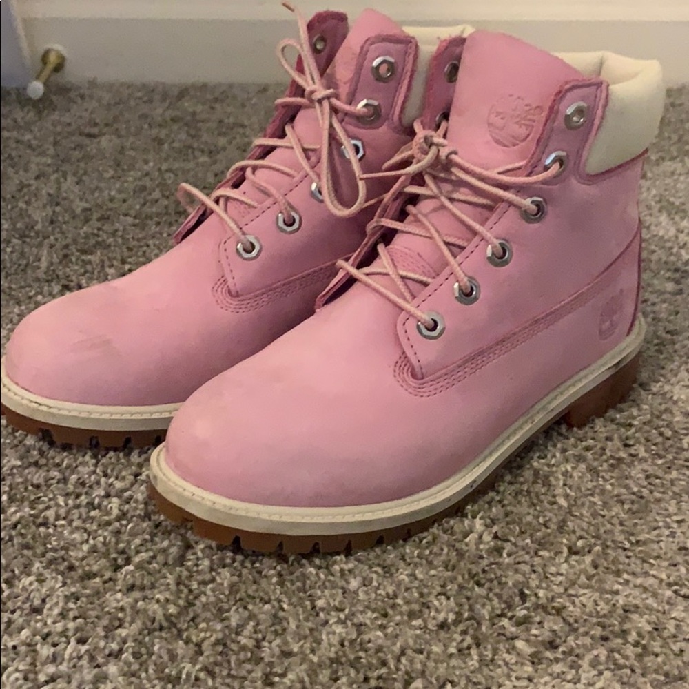 Pink timberlands boots